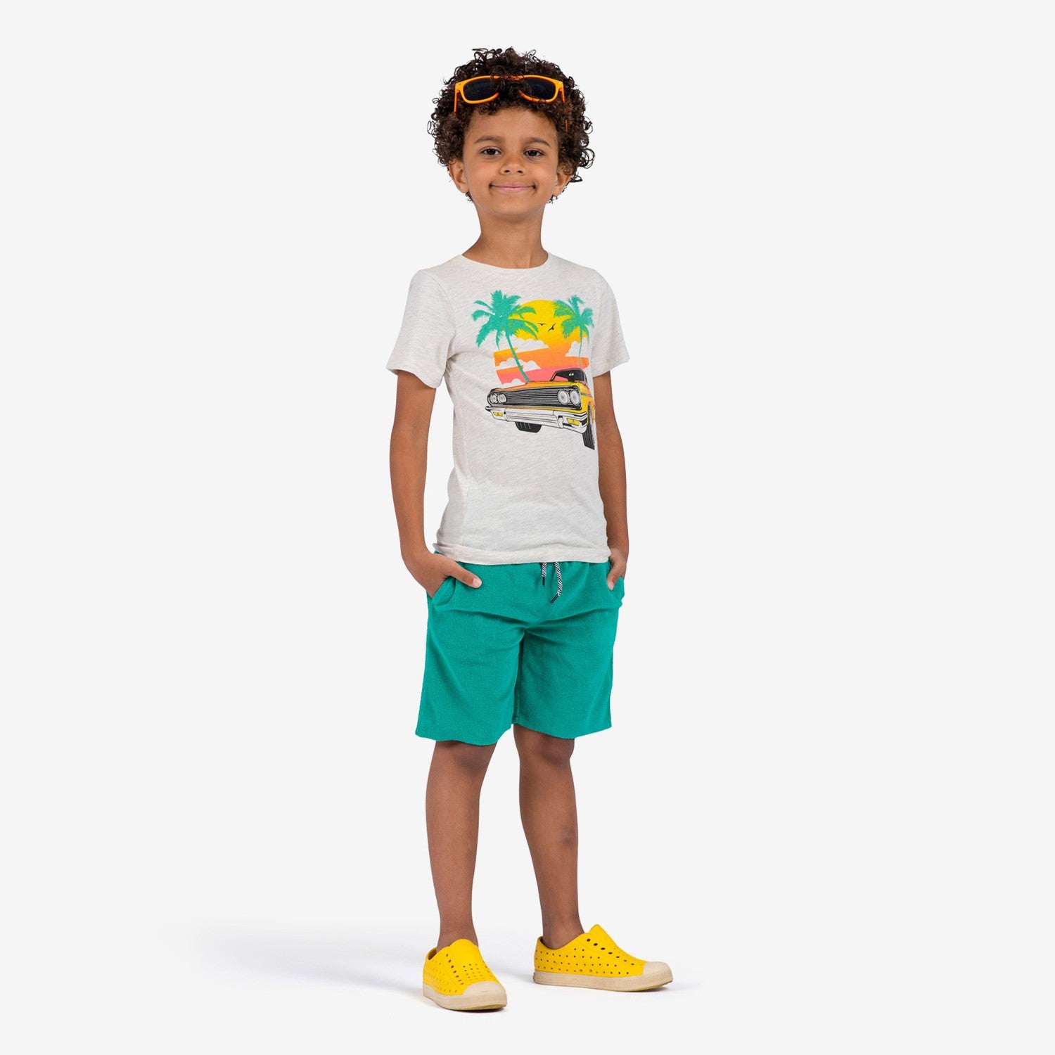 Appaman Best Quality Kids Clothing Boys Bottoms Camp Shorts | Emerald Terry