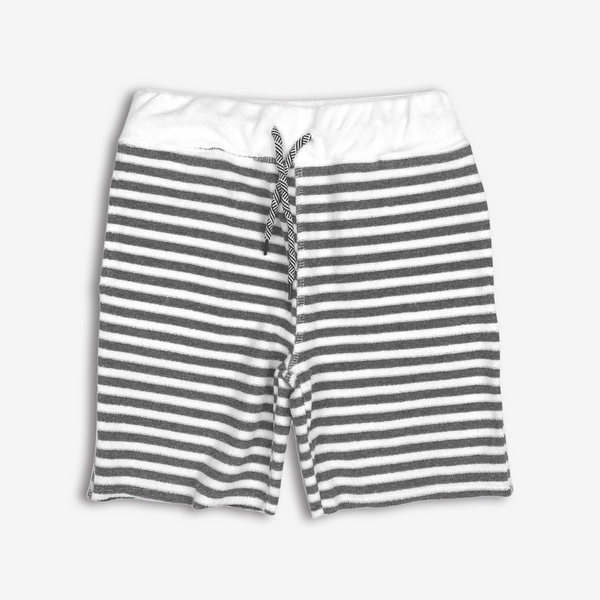 Appaman Best Quality Kids Clothing Boys Bottoms Camp Shorts | Grey Stripe Terry
