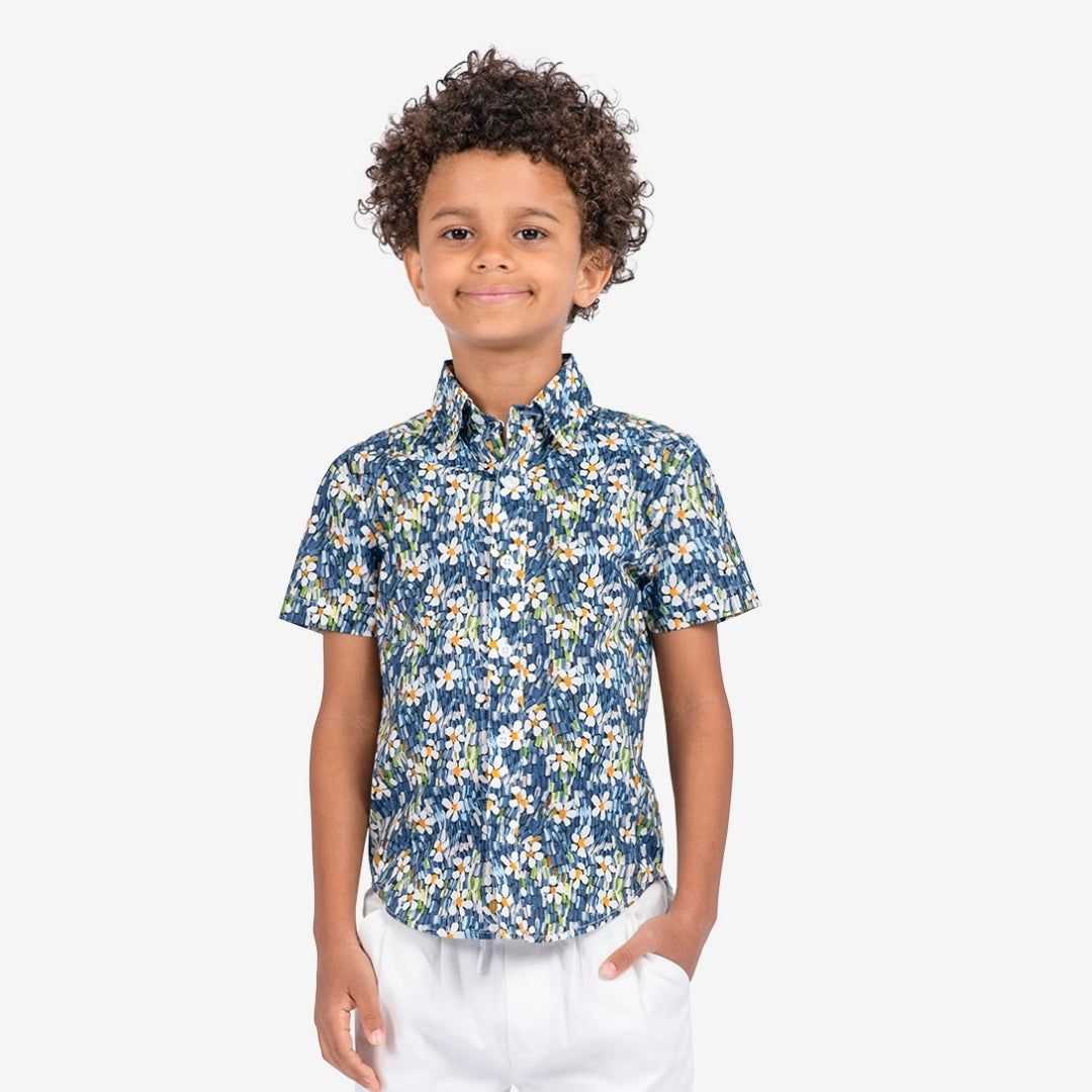 Appaman Best Quality Kids Clothing Boys Fine Tailoring Day Party Shirt | Navy Daisy