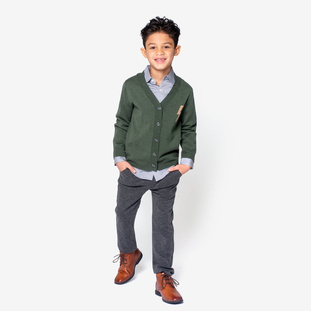 Appaman Best Quality Kids Clothing Boys Fine Tailoring Obi Cardigan | Pine