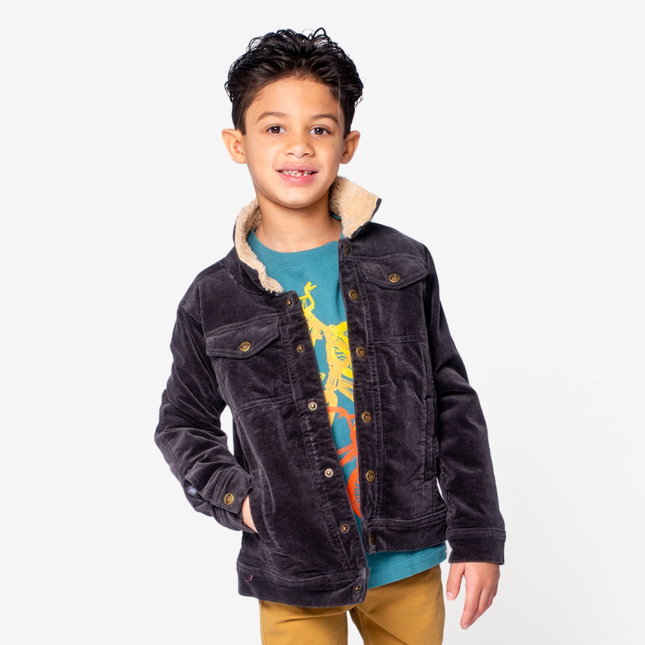 Appaman Best Quality Kids Clothing Boys Outerwear Heritage Cord Jacket | Vintage Black