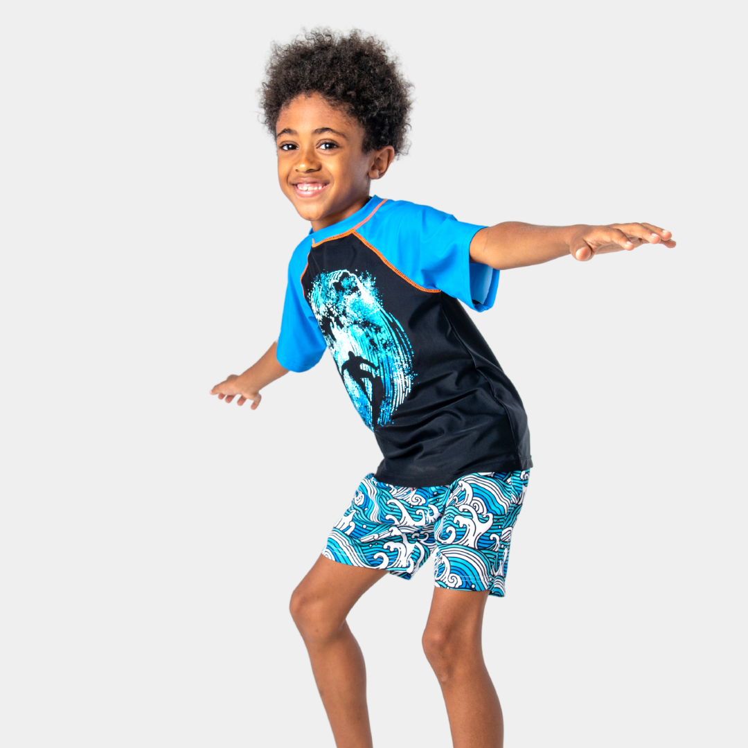 Appaman Best Quality Kids Clothing Boys Swim Rash Guard | Catching Waves