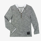 Appaman Best Quality Kids Clothing Boys Tops Camden Henley | Grey Stripe