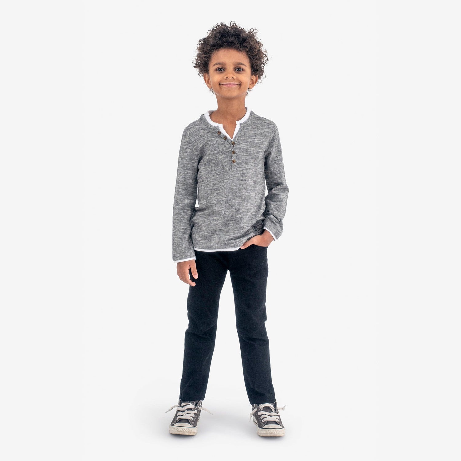 Appaman Best Quality Kids Clothing Boys Tops Camden Henley | Grey Stripe