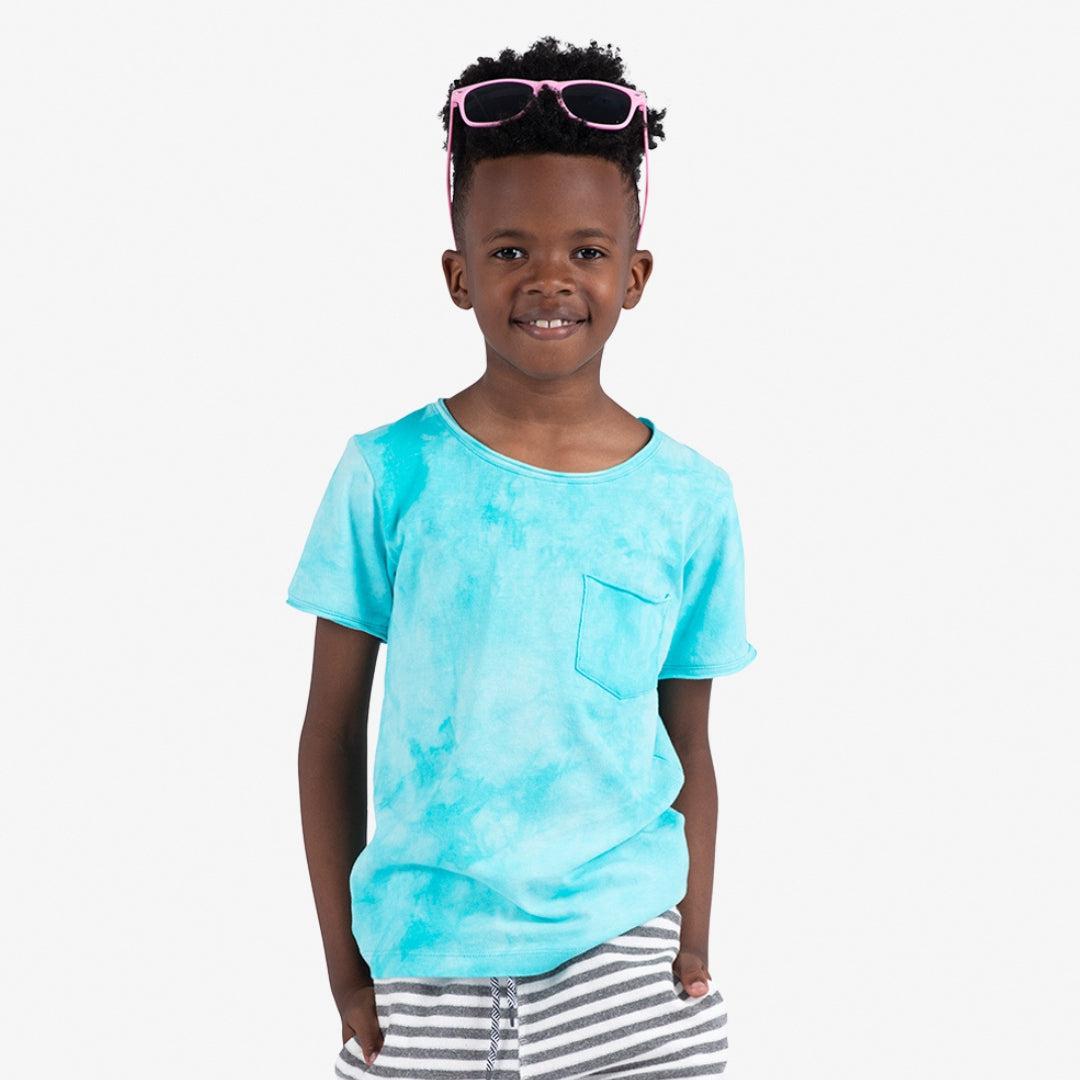 Appaman Best Quality Kids Clothing Boys Tops Concert Tee | Teal Tie Dye