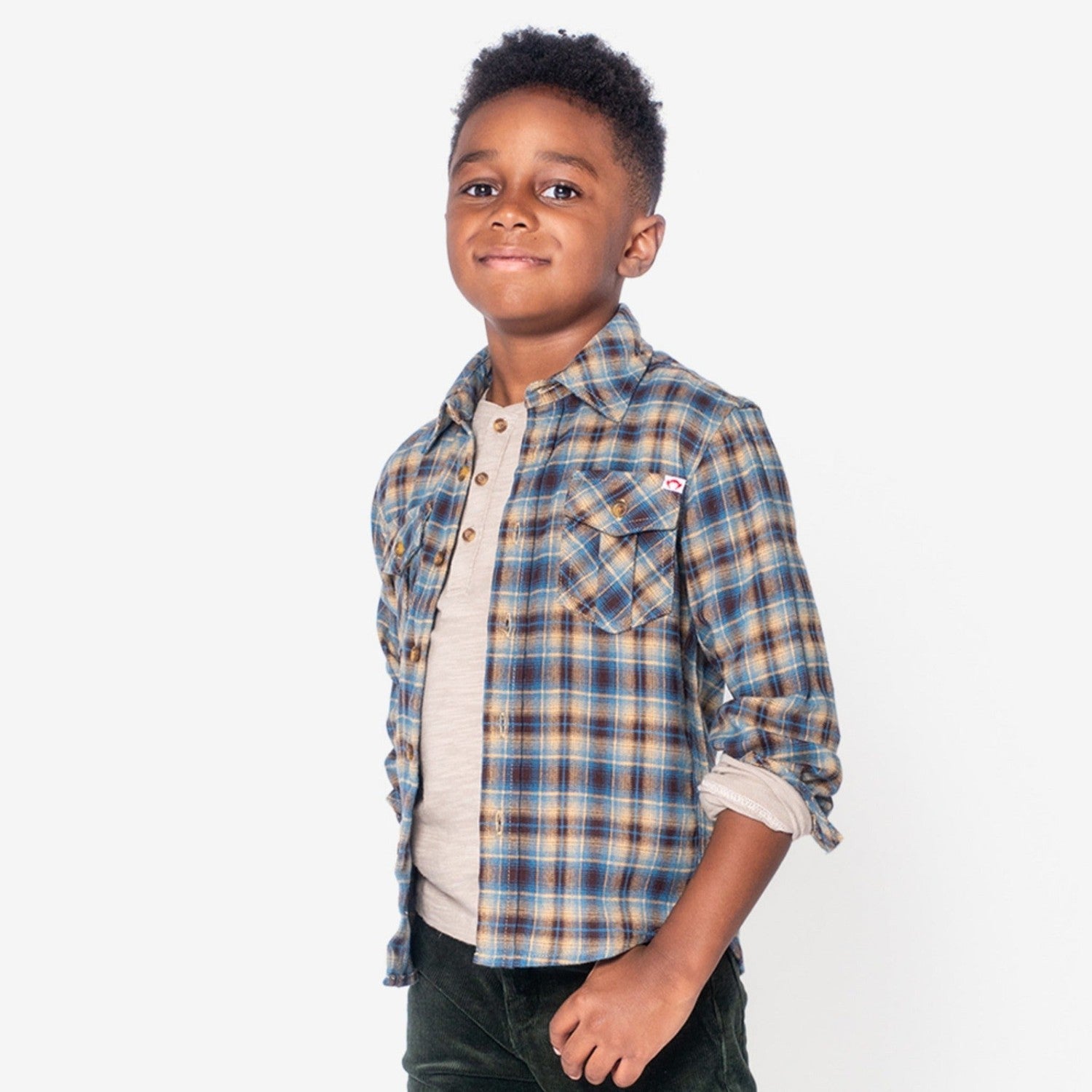 Appaman Best Quality Kids Clothing Boys Tops Flannel Shirt | Chocolate/Blue Plaid