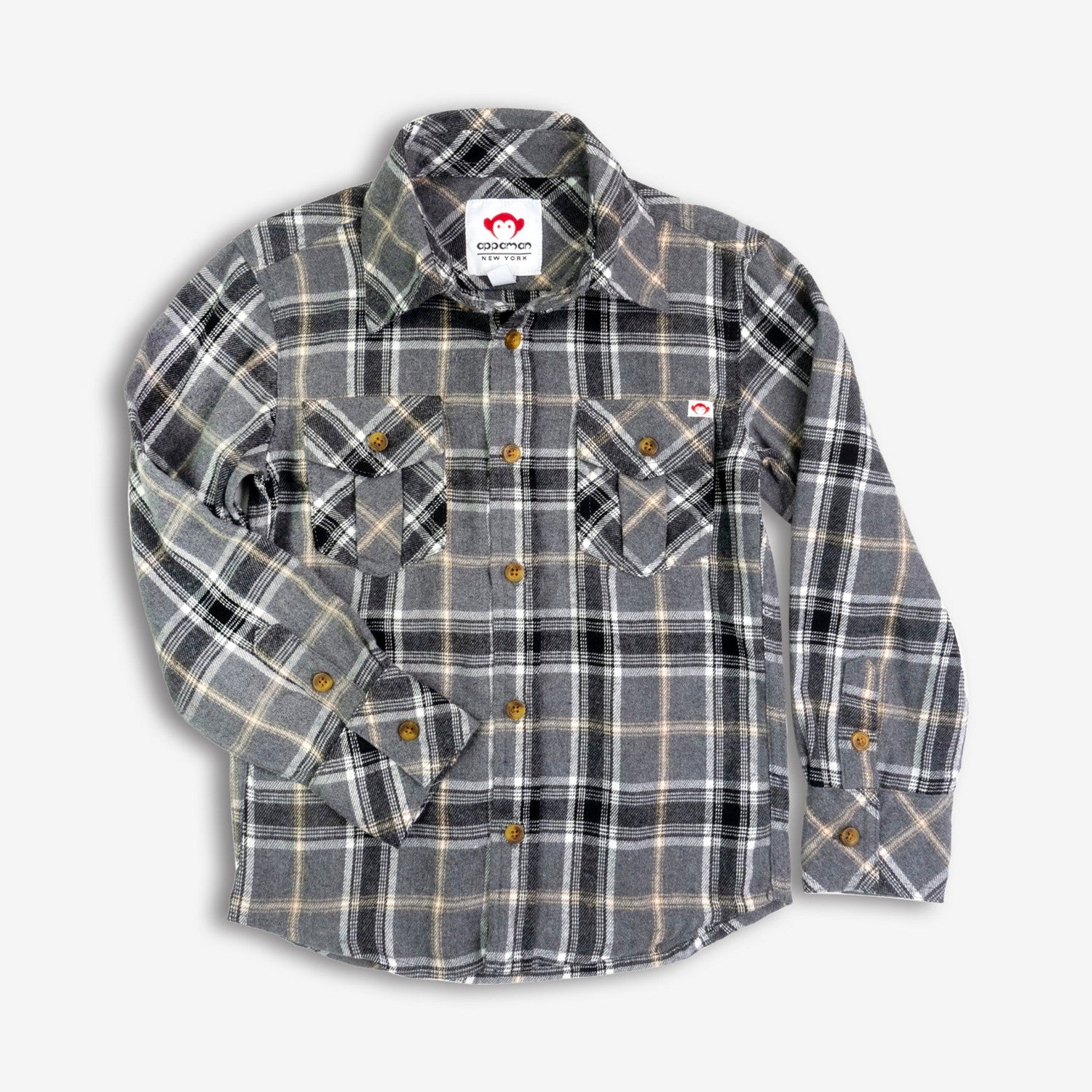 Appaman Best Quality Kids Clothing Boys Tops Flannel Shirt | Greige Plaid