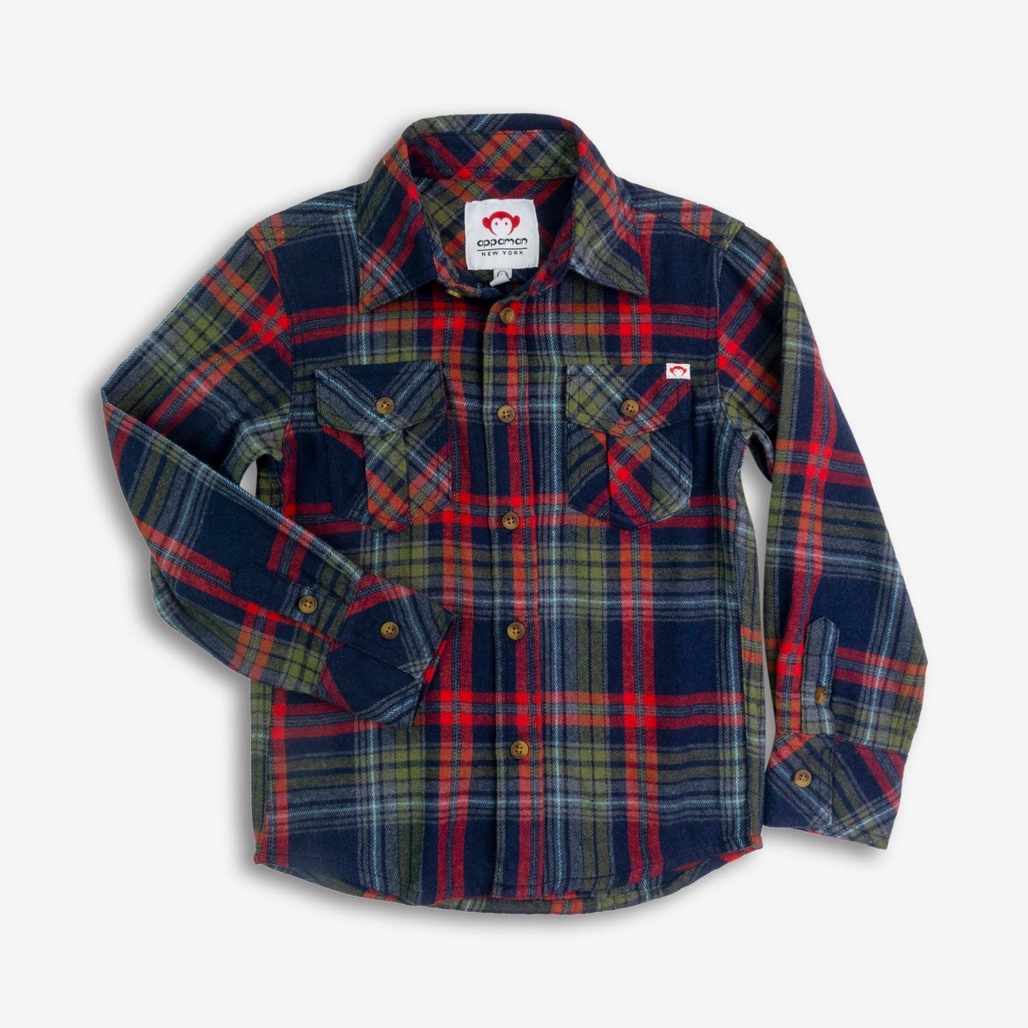 Appaman Best Quality Kids Clothing Boys Tops Flannel Shirt | Navy/Cranberry Plaid