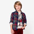 Appaman Best Quality Kids Clothing Boys Tops Flannel Shirt | Navy/Cranberry Plaid