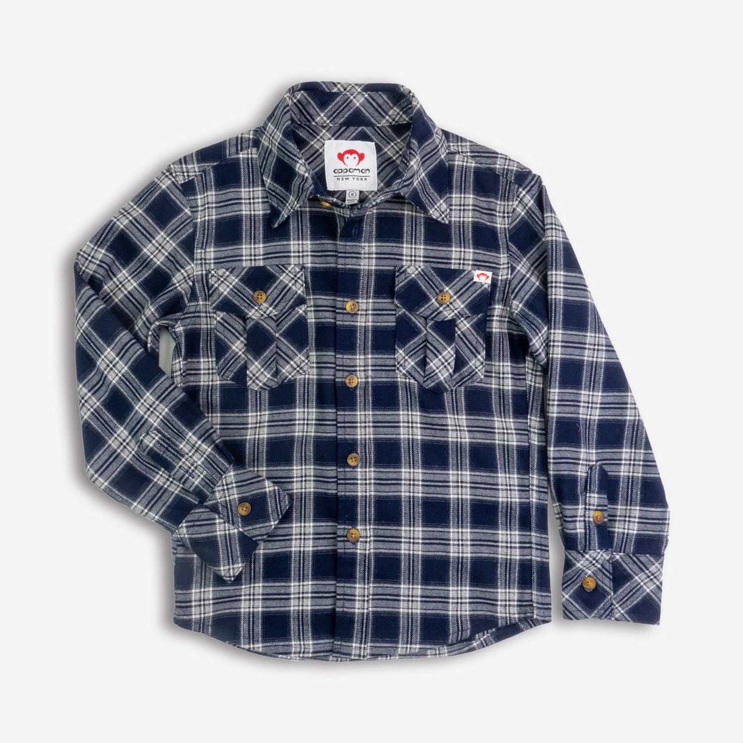 Appaman Best Quality Kids Clothing Boys Tops Flannel Shirt | Navy Plaid