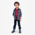 Appaman Best Quality Kids Clothing boys tops Snow Fleece Shirt | Grey/Black Check