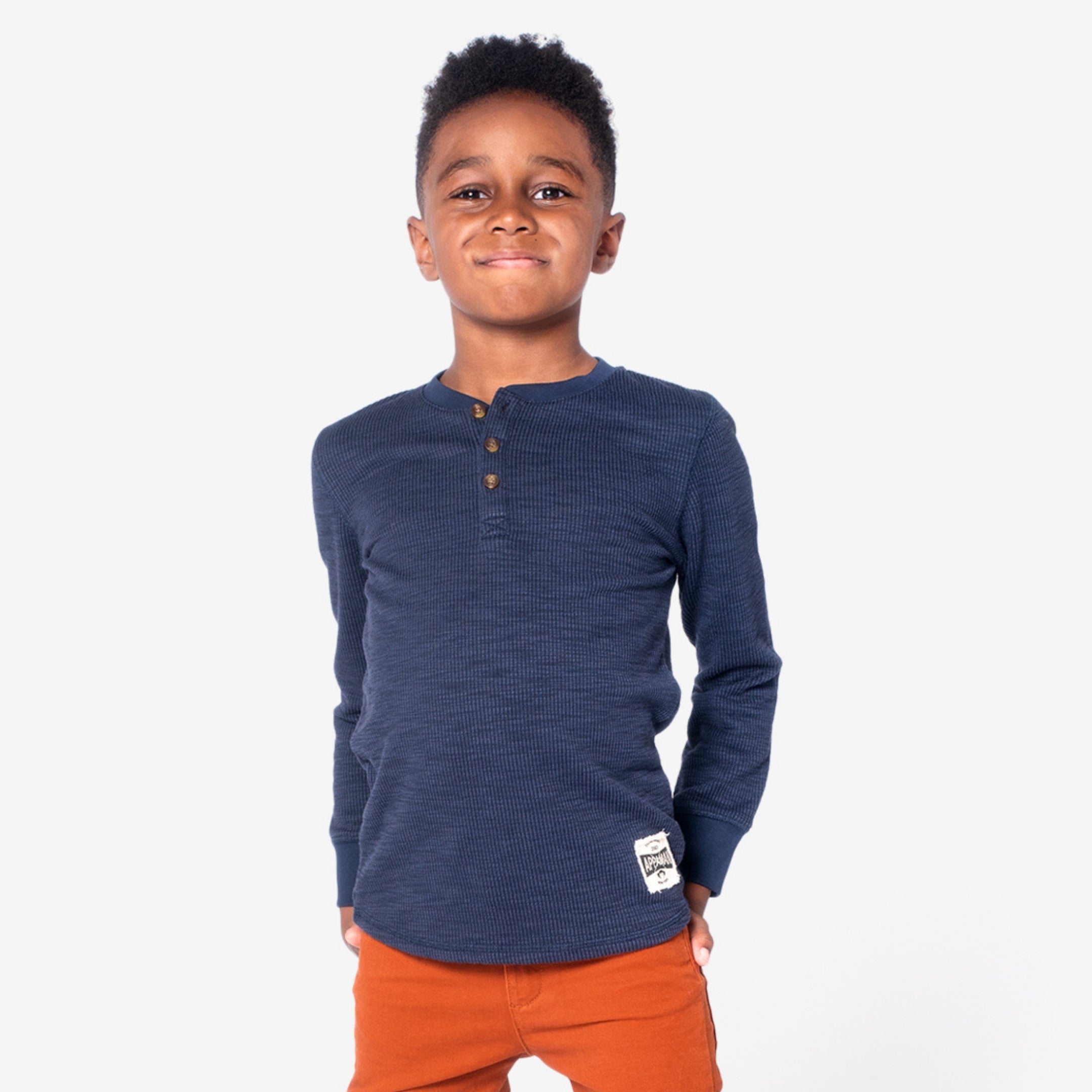 Appaman Best Quality Kids Clothing Boys Tops Thermal Henley | Indigo