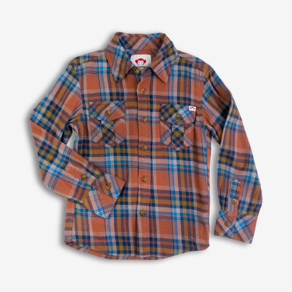 Appaman Best Quality Kids Clothing Flannel Shirt | Clay/Jewel Plaid