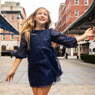 Appaman Best Quality Kids Clothing Girls Dresses Chelsea Bow Dress | Navy Blue