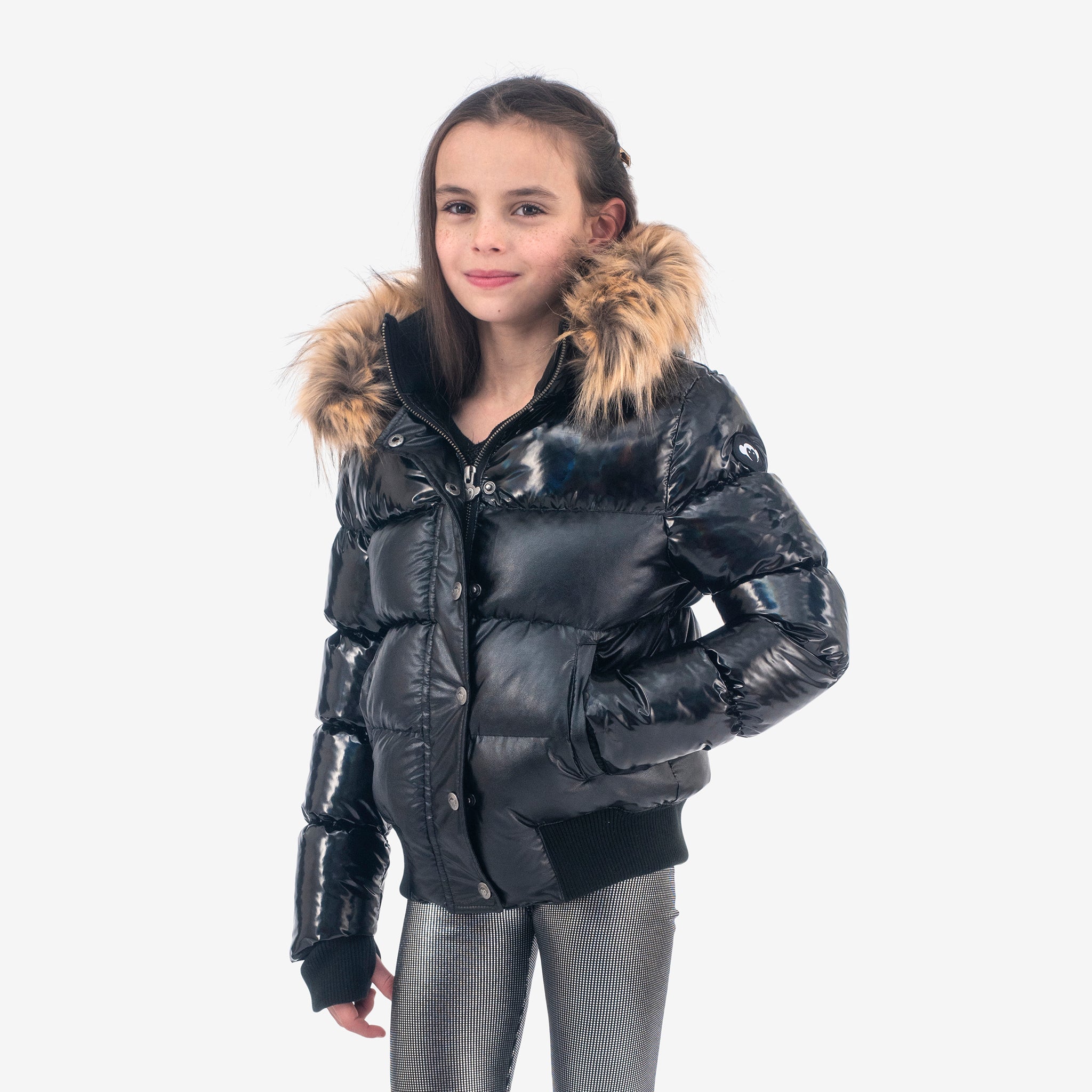 Appaman Best Quality Kids Clothing Girls Outerwear Kyla Puffer Coat | Black Mix