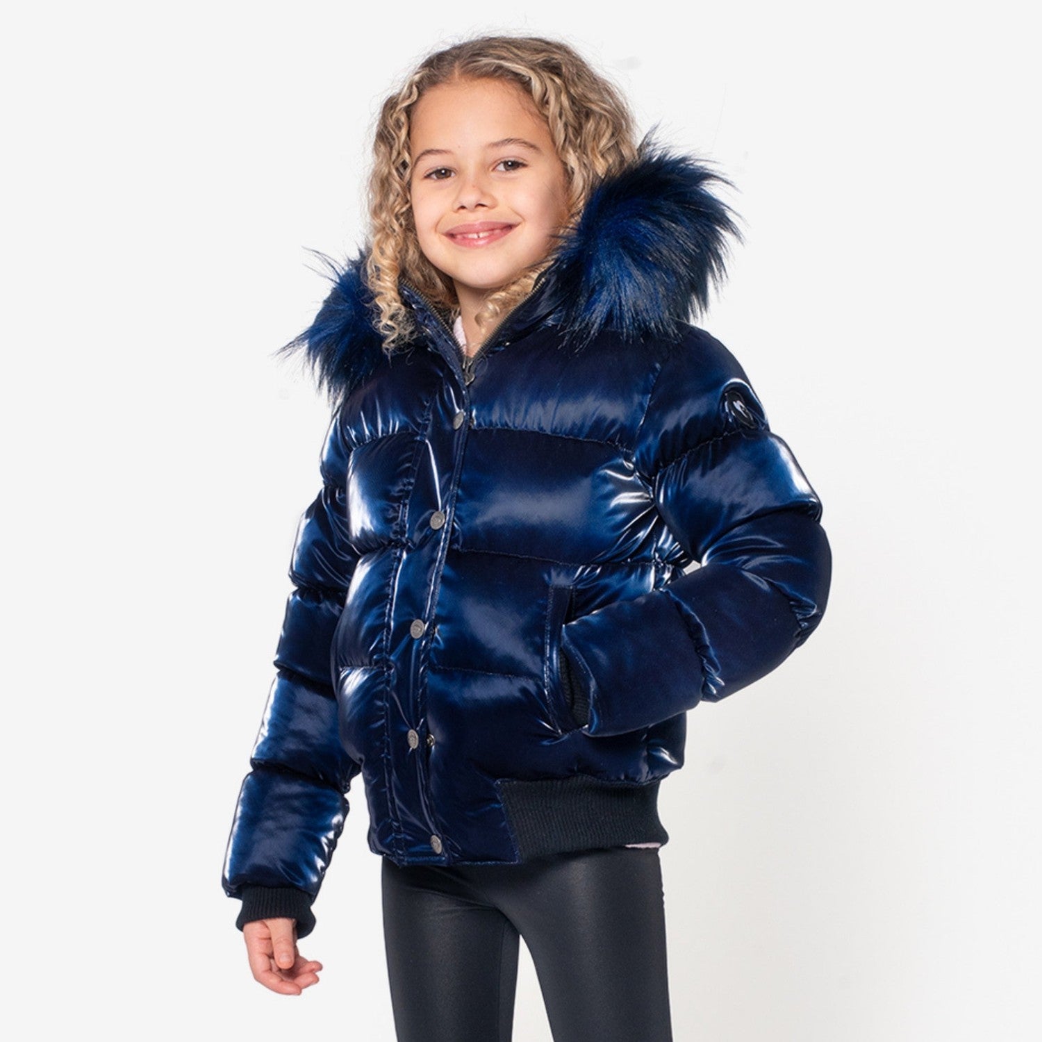 Appaman Best Quality Kids Clothing Girls Outerwear Kyla Puffer Coat | Navy Shine