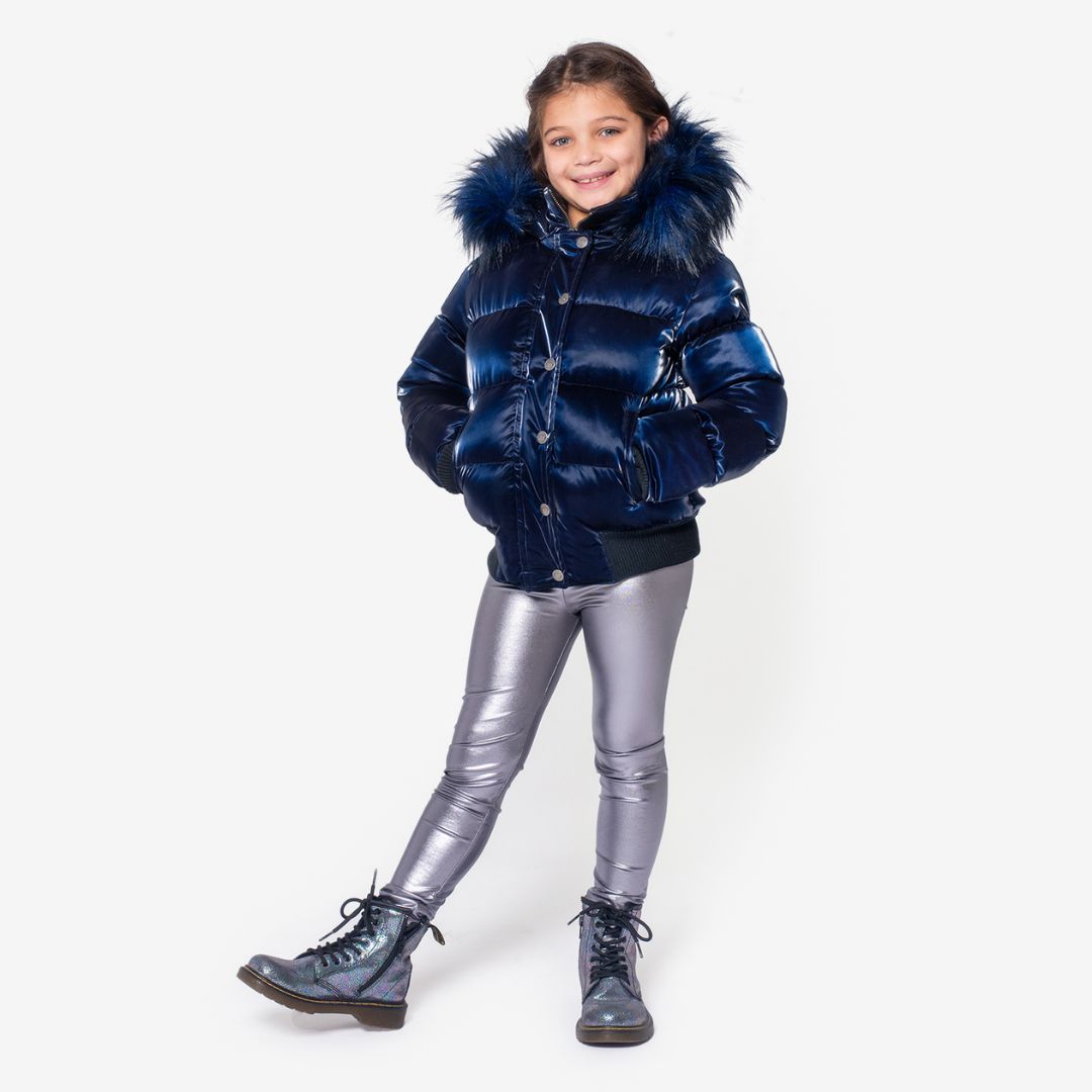 Appaman Best Quality Kids Clothing Girls Outerwear Kyla Puffer Coat | Navy Shine