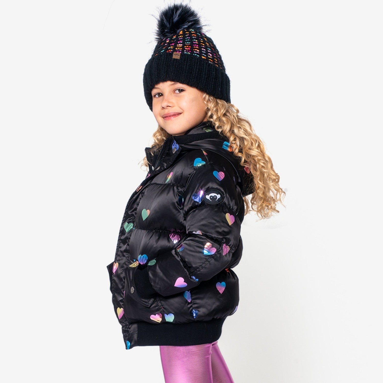 Appaman Best Quality Kids Clothing Girls Outerwear Puffy Coat | Rainbow Hearts