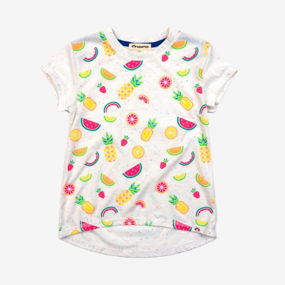 Appaman Best Quality Kids Clothing Girls Summer Tops Circle Tee | Speckled White