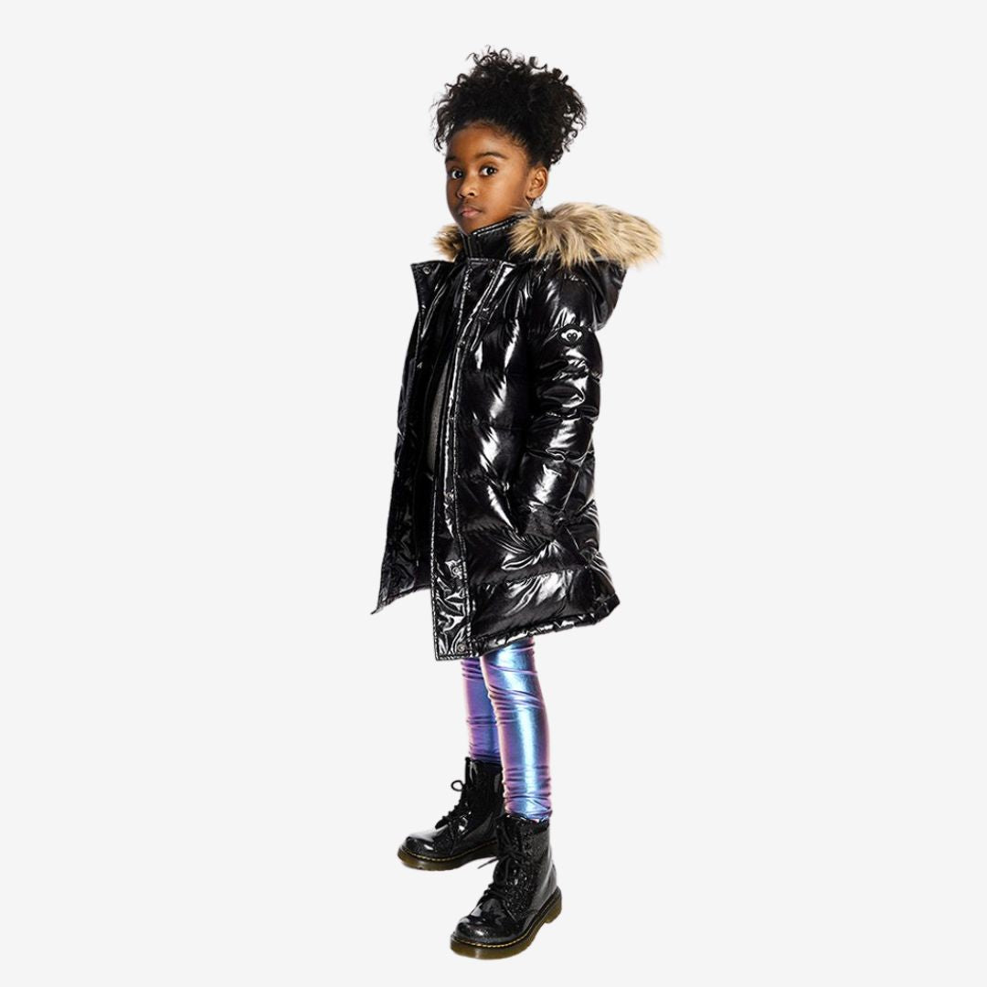 Long Down Coat Sparkle Black