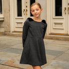 Appaman Best Quality Kids Clothing Web Exclusive Girls Holiday Blair Bow Dress | Noir Micro Plaid