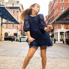 Appaman Best Quality Kids Clothing Web Exclusive Girls Holiday Brooklyn Bow Dress | Navy Blue