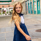 Appaman Best Quality Kids Clothing Web Exclusive Girls Holiday Tuxedo Dress | Blue Velvet Windows