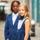 Appaman Best Quality Kids Clothing Web Exclusive Girls Holiday Tuxedo Dress | Blue Velvet Windows