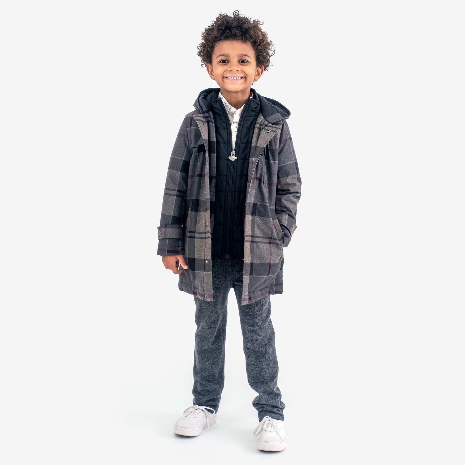 Appaman Best Quality Kids Clothing Boys Outerwear New Gotham Coat | Grey Plaid